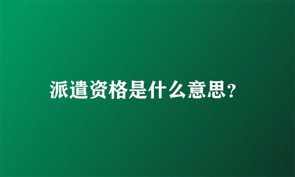 派遣资格是什么意思？