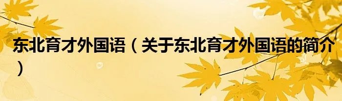 东北育才外国语(关于东北育才外国语的简介)