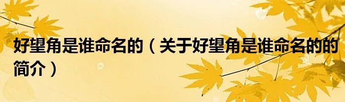 好望角是谁命名的（关于好望角是谁命名的的简介）