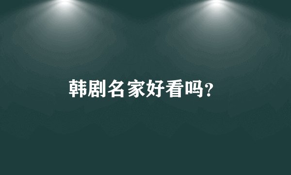 韩剧名家好看吗?