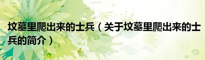 坟墓里爬出来的士兵（关于坟墓里爬出来的士兵的简介）