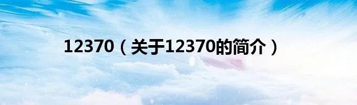 12370(关于12370的简介)