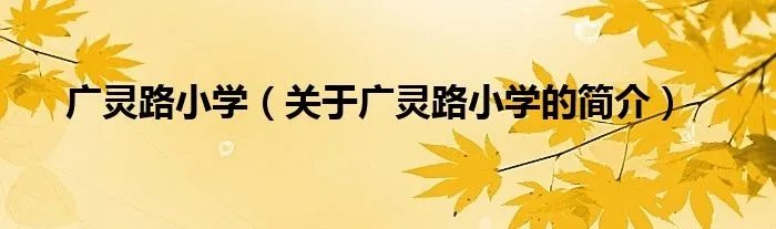 广灵路小学（关于广灵路小学的简介）