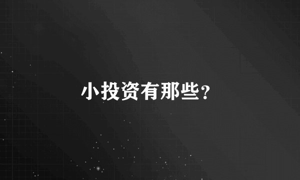 小投资有那些?