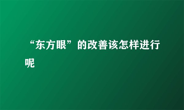 “东方眼”的改善该怎样进行呢