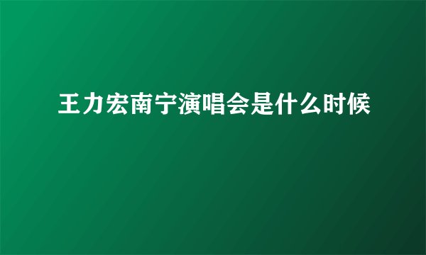 王力宏南宁演唱会是什么时候
