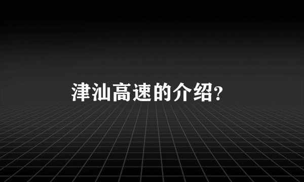 津汕高速的介绍？