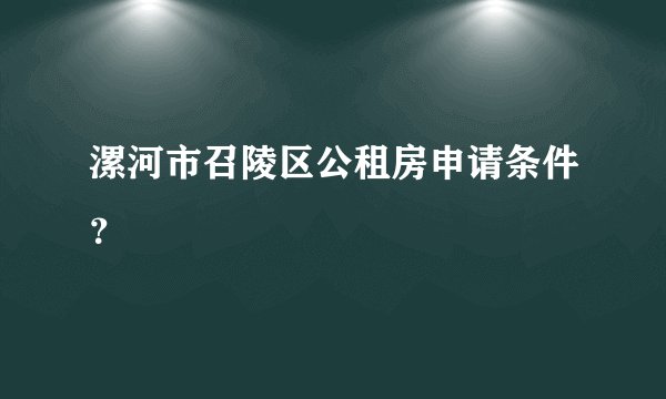 漯河市召陵区公租房申请条件？