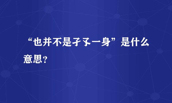 “也并不是孑孓一身”是什么意思？