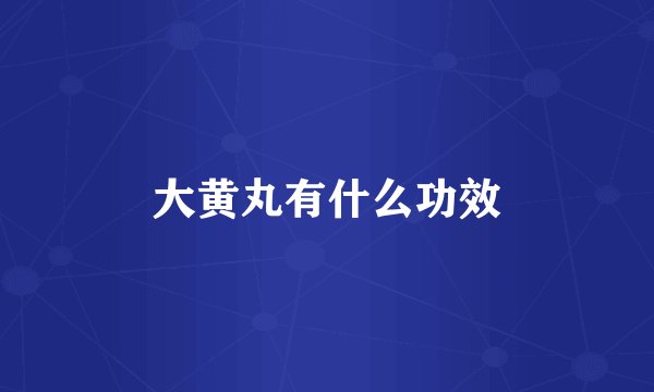 大黄丸有什么功效