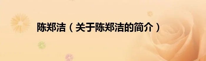陈郑洁（关于陈郑洁的简介）