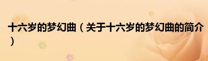 十六岁的梦幻曲（关于十六岁的梦幻曲的简介）