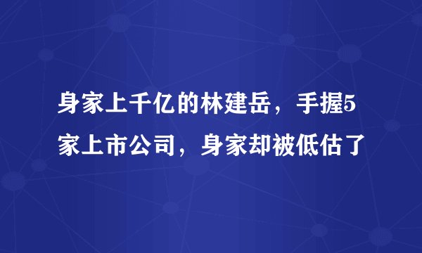身家上千亿的林建岳，手握5家上市公司，身家却被低估了