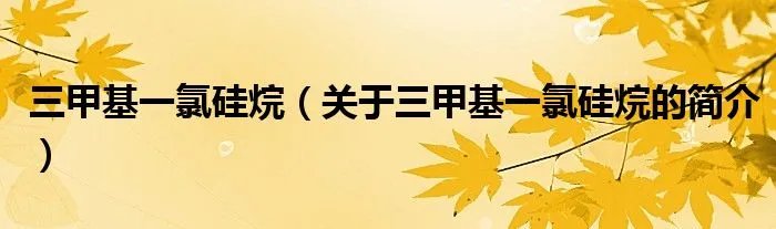 三甲基一氯硅烷（关于三甲基一氯硅烷的简介）