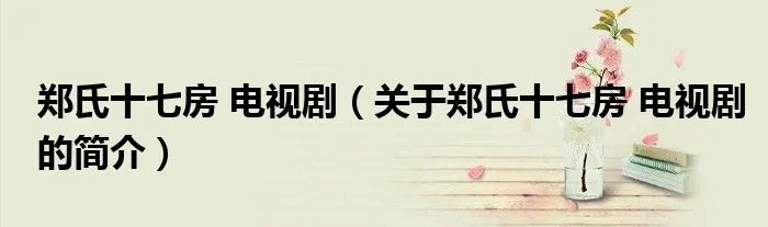 郑氏十七房 电视剧（关于郑氏十七房 电视剧的简介）