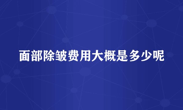 面部除皱费用大概是多少呢