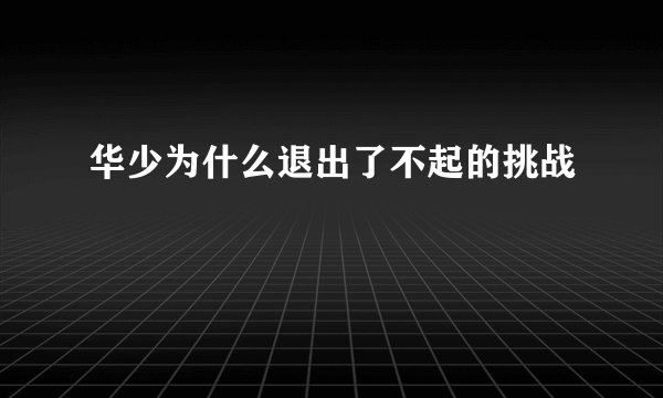 华少为什么退出了不起的挑战