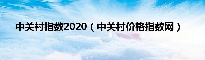 中关村指数2020（中关村价格指数网）