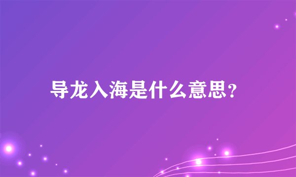导龙入海是什么意思？
