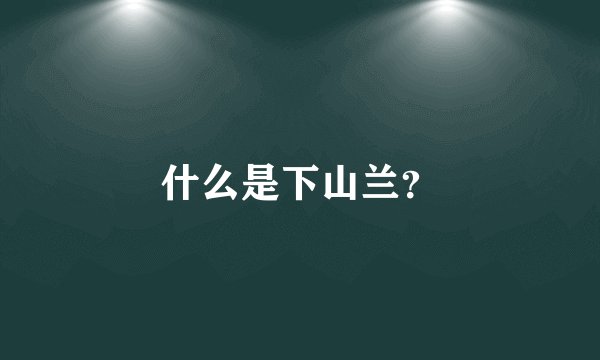 什么是下山兰?