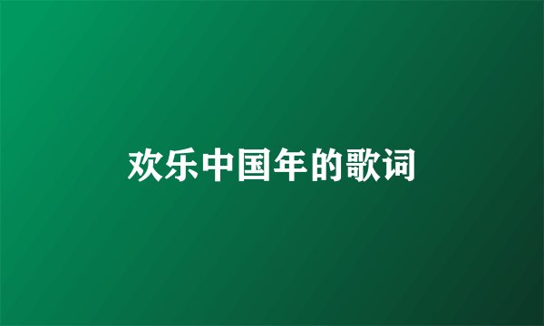 欢乐中国年的歌词