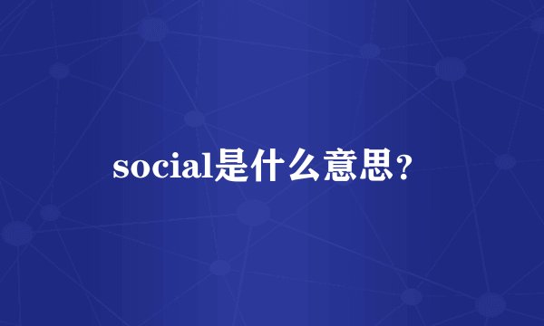 social是什么意思?
