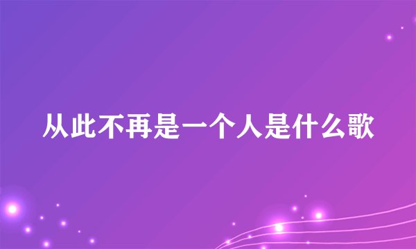 从此不再是一个人是什么歌