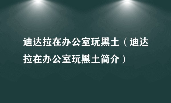 迪达拉在办公室玩黑土（迪达拉在办公室玩黑土简介）