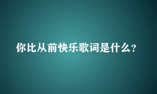 你比从前快乐歌词是什么？
