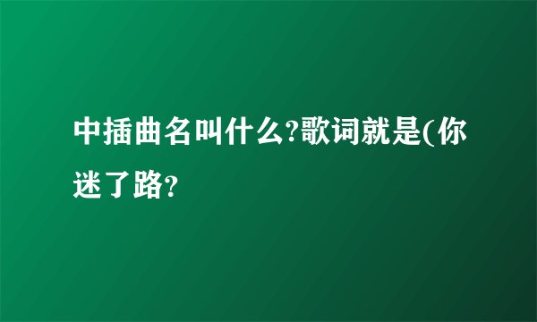 中插曲名叫什么?歌词就是(你迷了路？