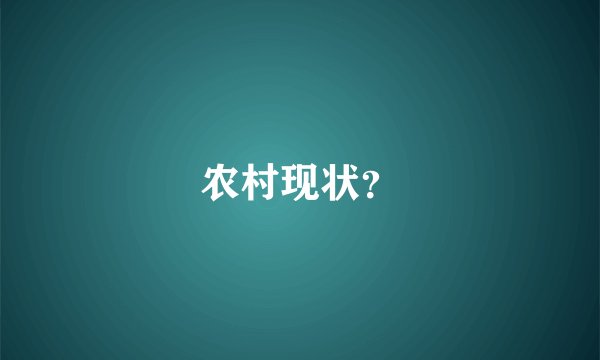 农村现状？