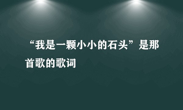“我是一颗小小的石头”是那首歌的歌词
