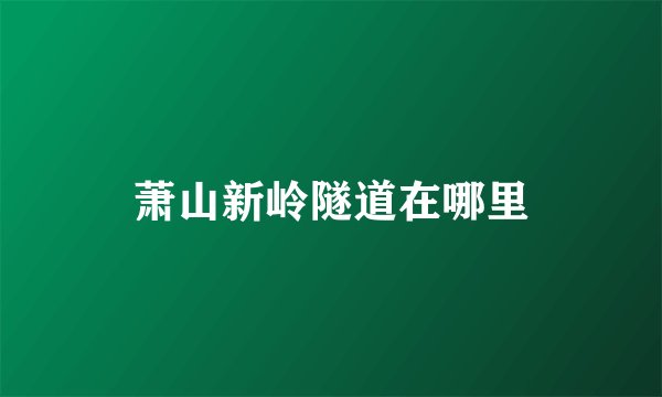 萧山新岭隧道在哪里