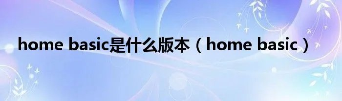 home basic是什么版本(home basic)