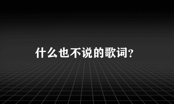 什么也不说的歌词？
