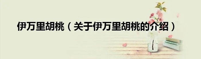 伊万里胡桃（关于伊万里胡桃的介绍）