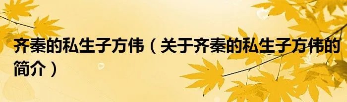 齐秦的私生子方伟（关于齐秦的私生子方伟的简介）